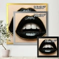 thumbnail image 4 of Designart 'Woman Lips With Black Lipstick & A Gold Chain' Modern Framed Art Print, 4 of 4