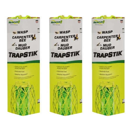 RESCUE! Outdoor TrapStik for Wasps, Mud Daubers, and Carpenter Bees Trap, 3 Count