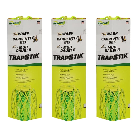 RESCUE! Outdoor TrapStik for Wasps, Mud Daubers, and Carpenter Bees Trap, 3 Count