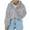 Gray, variant on Women's Full Zip Fleece Short Jacket Warm Winter Long Sleeve Hooded Sherpa Crop Coat with Pockets Wine S