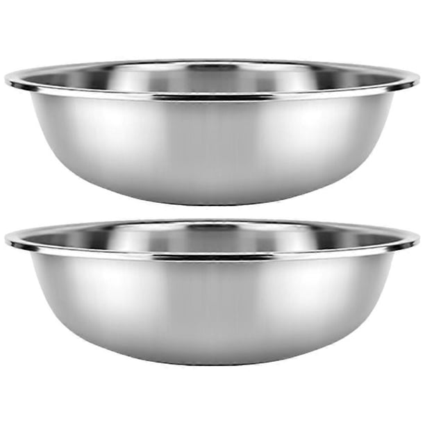 2Pcs Stainless Steel Basin Kitchen Vegetable Washing Basin Large Mixing Basin Fruits Salad Mixing Basin