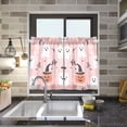 thumbnail image 3 of Yayeee Kitchen Curtains Light Filtering 27"x24" Rod Pocket Short Cafe Window Panel, Pink Halloween Ghosts, 3 of 6