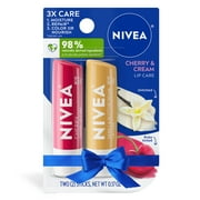 NIVEA Cherry & Cream, Flavored Lip Balm Set, 0.17 oz Stick, Holiday Lip Balm Gifts, 2 Count