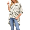 thumbnail image 4 of INSPIRE CHIC Women's High Low Tops 3/4 Sleeve V Neck Floral Asymmetrical Loose Button Down Shirt Dressy Casual Blouse L Apricot, 4 of 5