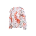 thumbnail image 3 of Gupgi Women Button-down Ruffle Shirt, Adults Solid Color/Letter/Butterfly/Plant Print V-neck Long Sleeve Blouse, 3 of 10