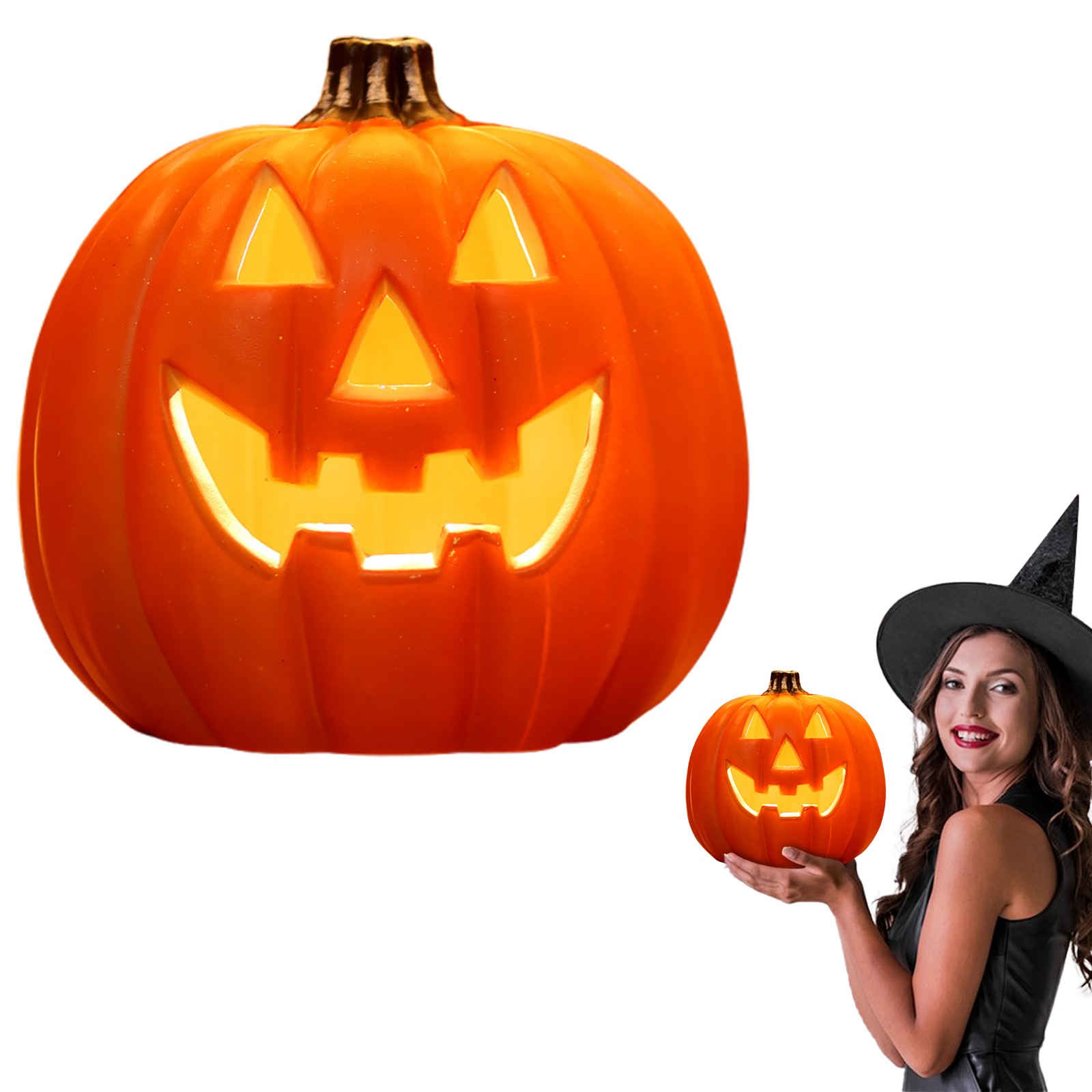 3 Citrouilles Lumineuses LED Pour Halloween - Décorations étanches, Lumière Orange, Hauteur 20 Cm, Alimentation Par Piles