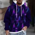 thumbnail image 1 of Sudadera con capucha para hombre, estilo casual, con cuello redondo, estampado de árbol de Navidad, manga larga, blusa de poliéster, 1 of 5