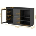 thumbnail image 2 of Wine Bar Cabinet with LED Lights, Floating Coffee Bar with Glass Rack and Removable Wine Racks, Modern Buffet Sideboard with Storage Shelves, Kithchen Bar with Glass Cabinet Doors, 2 of 6