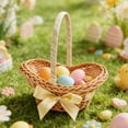 thumbnail image 2 of Wmkox8yii Handheld Plastic Woven Mini Basket,Boat-Shaped Easter Flower Basket with Bow for Party Favors Storage, 2 of 6