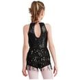 thumbnail image 2 of Aislor Kids Girls' Sequins Latin Jazz Dance Costume Tassel Tuxedo Modern Dance Leotard Jumpsuit Black 10, 2 of 7