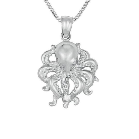 925 Sterling Silver Necklace w/ Octopus Pendant Charm