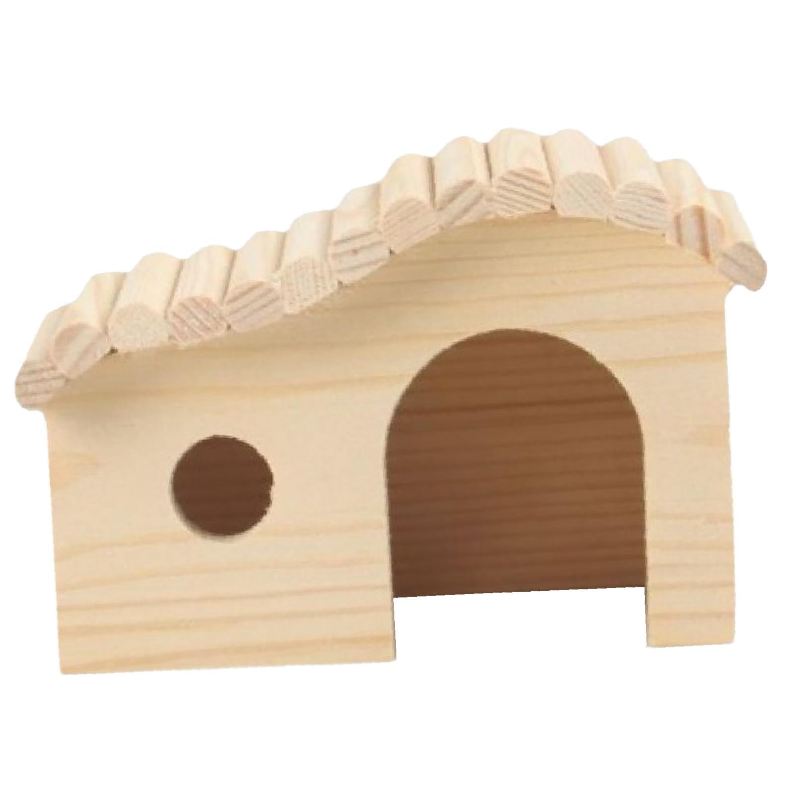 EHJRE 2x Hamster Wood House Hideout Hamster Habitats Decor, Cage Toy Hamster Hut Small Animals Sleeping Hut for Mice Gerbils