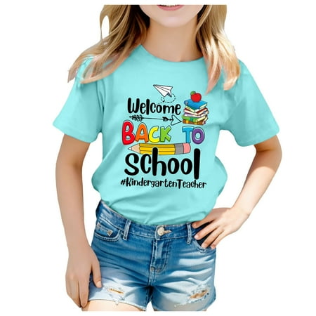 

Kids School Season Back To School Season Printed Casual Short Sleeve Top T Shirt Toddler Girl 2t 18 Month Winter Girl Clothes Big Girl Long Sleeve Tops Girls Turtleneck 4t Girl Baby Coils T Shirt Kids