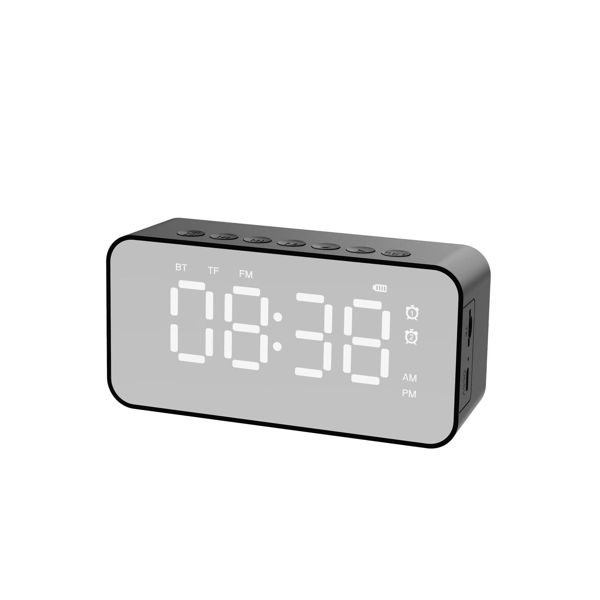 Bluetooth Speaker Alarm Clock with LED Display, Smart Desktop Wireless Speaker, Deep Bass Sound, TF Card Support, Digital Clock Radio for Bedroom, Office and Home