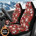 thumbnail image 2 of Binienty Christmas Car Seat Cover Set Elastic Soft Fluffy Automotive Front Bucket Seat Covers Plush Removable Car Interior Accessories Decorations, Santa Claus Snowman, 2 of 8