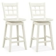 thumbnail image 1 of Gymax 2PCS 24.5 Inch Counter Height Bar Chairs Swivel Bar Stools w/ Hollow Backrest White, 1 of 8