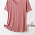 thumbnail image 6 of Plus Size Women's Solid Thin Crew Neck Short Sleeve Sleep T-Shirt, Soft Elastic Basic Layering Blouse, Casual All Season Daily Indoor Home Loungewear | TruHer,Rose Gold 3XL, 6 of 6
