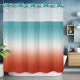 thumbnail image 2 of Gradient Orange No Hook Shower Curtain with Snap in Liner Modern Minimalist Green Orange Red Ocean Beach Waterproof Bathroom Shower Curtain with See Through Top Window for Bathtub 72" x 72", 2 of 9