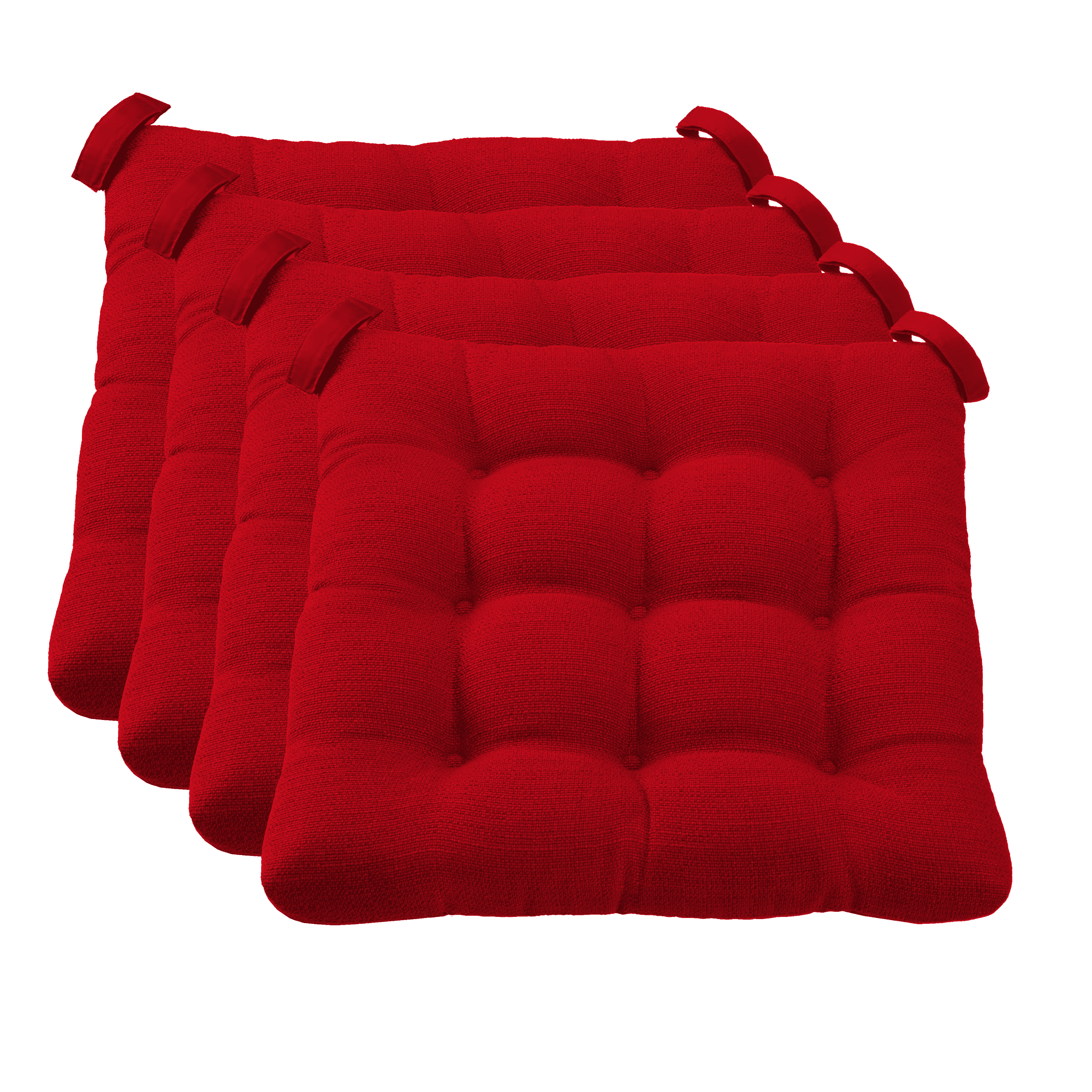 Mainstays Textured Chair Seat Pad (Chair Cushion), Red Color, 4-Piece