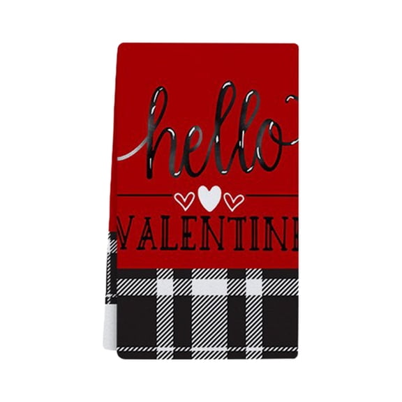 Black and White Checkered Love Towel, Valentine'S Day Kitchen and Bathroom Hand Towel, Classic Style Holiday Home Decoration