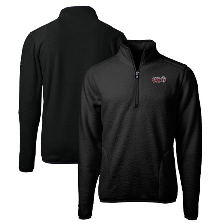 Men's Cutter & Buck Black Lansing Lugnuts Big & Tall Cascade Eco Sherpa Fleece Quarter-Zip Pullover Jacket
