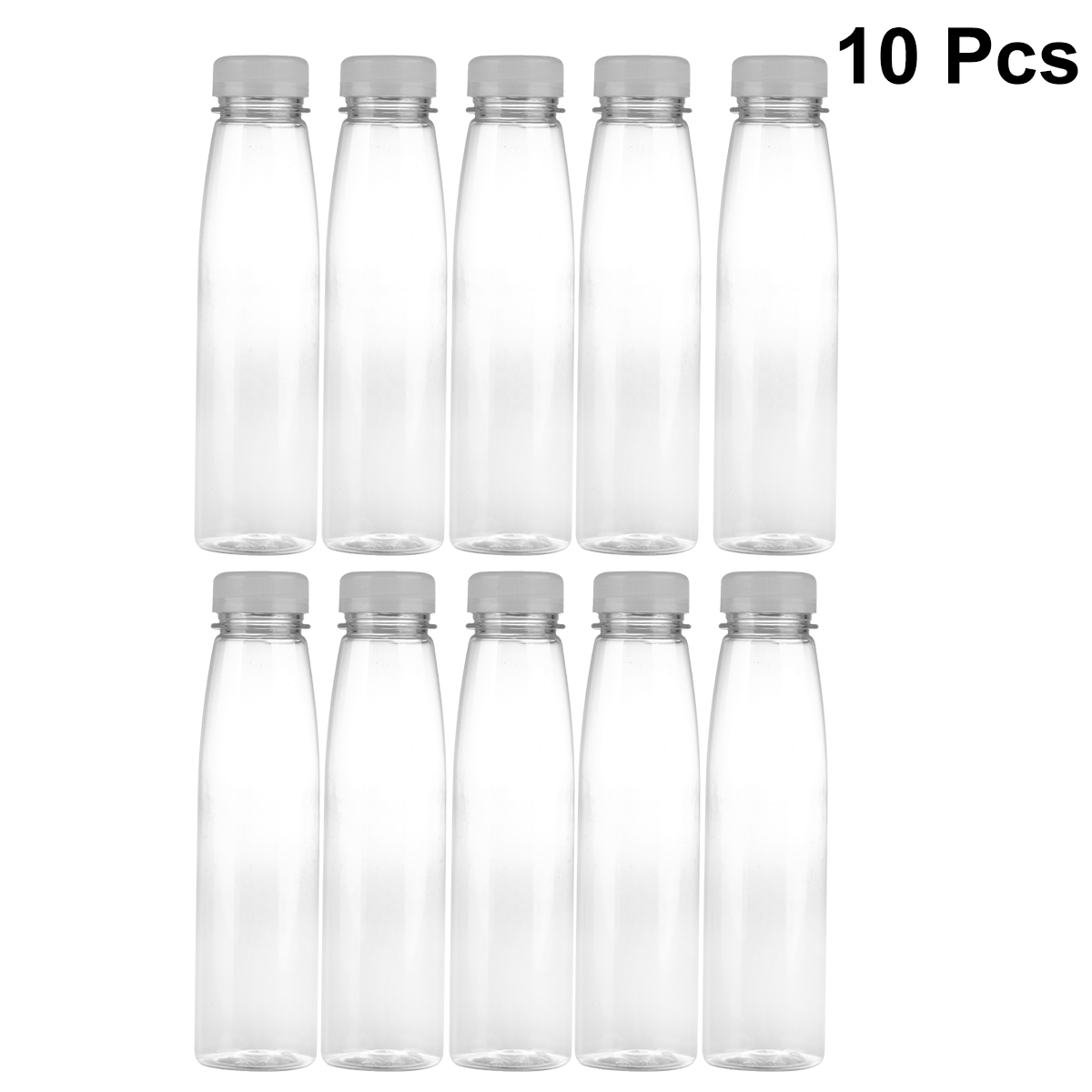 Hemoton 10PCS 330ml Empty Storage Containers Clear PET Bottles Plastic Beverage Drink Bottle Juice Bottle Jar with Lids (Random Color Caps) - image 3 of 6