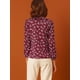 thumbnail image 5 of Allegra K Blusa de oto?o con volantes y cuello en V con lazo floral vintage para mujer Ciruela XS, 5 of 6