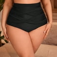 thumbnail image 2 of DHFJKG Women High Waisted Bikini Bottoms Solid Color Textured Swimwear Briefs Summer Athletic Water Sports Bottom Versatile Beachwear, 2 of 5