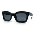 thumbnail image 4 of SA106 Womens Luxury Beveled Thick Horn Rim Rectangle Fashion Sunglasses Matte Black - Black, 4 of 8