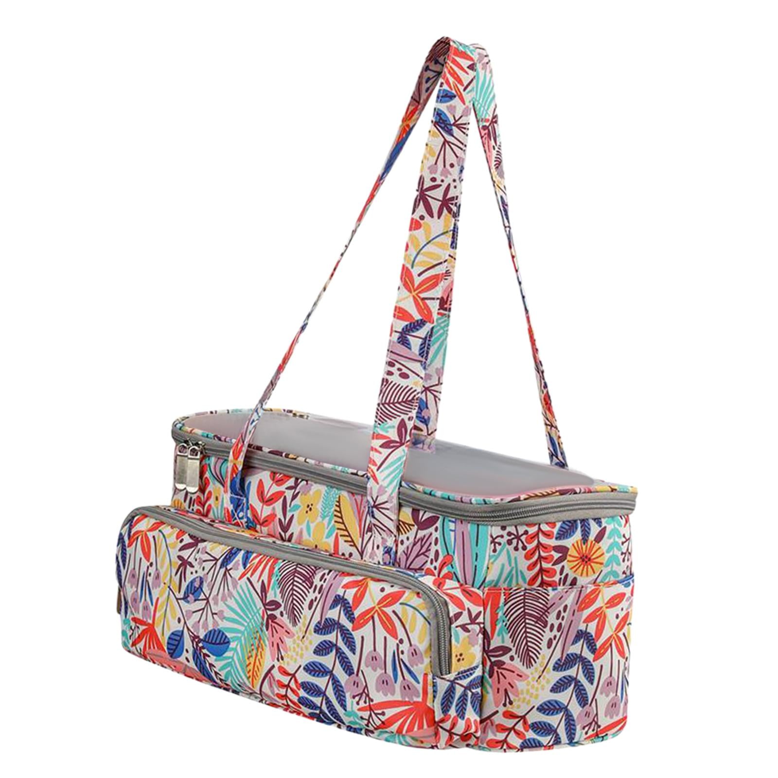 GUOOL Knitting Bag, Yarn Storage Organizer Empty Shoulder Strap Handbag Large Crochet Bag Yarn Ball Holder Bag for Knitting