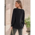 thumbnail image 5 of Womens Long Sleeve Tops Dressy Casual Shirts Pleated Crewneck Basic Blouses Fall Trendy Outfits, 5 of 6