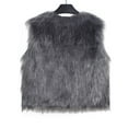 thumbnail image 5 of QATAINLAV Camisas Para Hombres Womens Faux Fur Vest Winter Warm Short Coat Fluffy Shaggy Sleeveless Jacket Fashion Casual Warm Padded Fuzzy Outerwear Dark Gray XL, 5 of 6