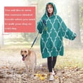 thumbnail image 4 of Wearable Oversized Blanket,Teal Geometric Quatrefoil Pattern Wearable Blanket Hoodie for Adults,Cozy Hooded Blankets with Super Pockets,Super Warm Fuzzy Pullover for Women & Men, 4 of 6