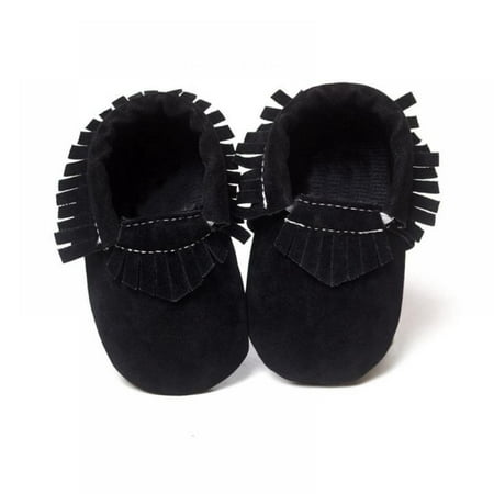 

Infant Baby Girls and Boys Premium Soft Sole Moccasins Tassels Prewalker Anti-Slip Toddler Shoes