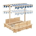 thumbnail image 6 of GVN Kids Wooden Sandbox with Canopy and Bench Seats, Backyard Sandbox, Kid's Outdoor Furniture, Honey, Gift for Ages 2-8, 6 of 10