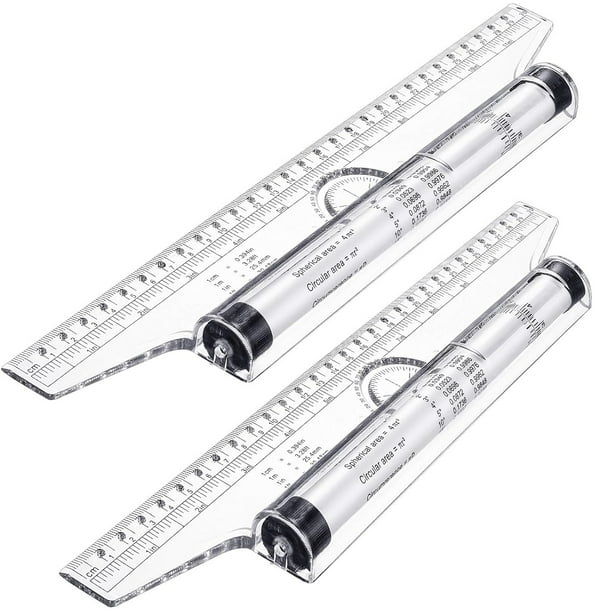 Regla rodante de medición de plástico de 2 piezas, regla de rodillo de dibujo, regla paralela, regla de diseño de dibujo multifuncional para escuela y oficina (12 pulgadas)