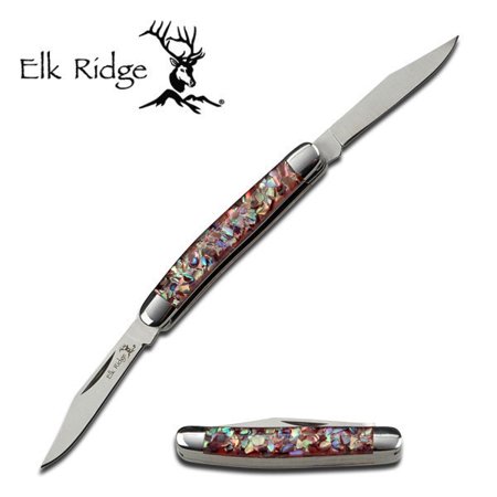 - NEW Elk Ridge 2 Blade Red Pink Resin Shell Chip Trapper Folding Pocket Pen Knife