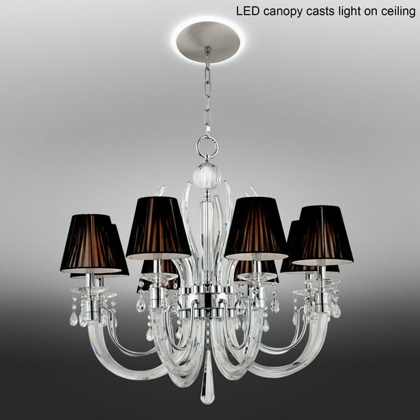 Vienna Full Spectrum Chrome Large Chandelier 32 Wide Led Canopy Crystal Black Silk Shades 8 Light Fixture For Dining Room House Com Wide Led Canopy Crystal, Polished Chrome Chandelier Canopy