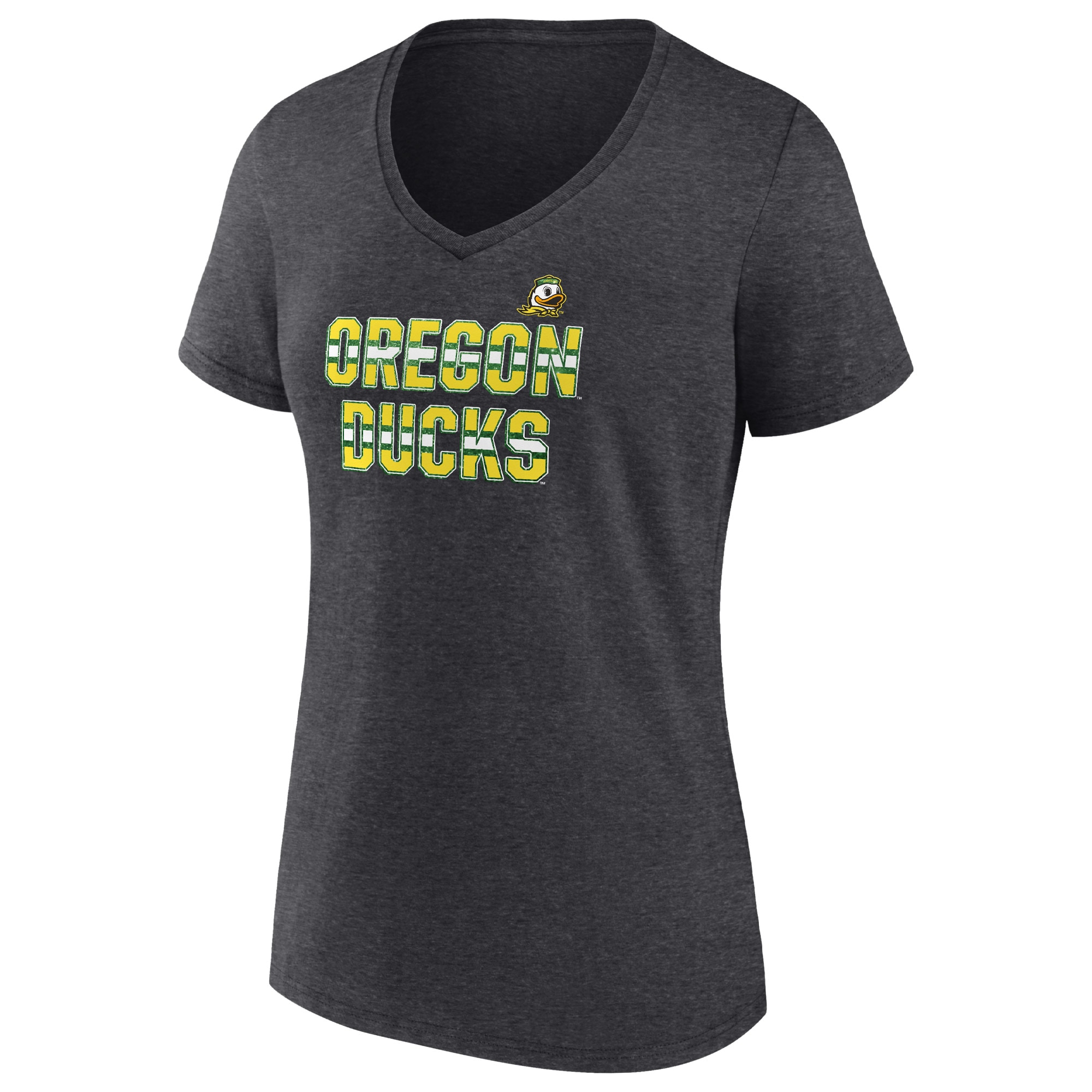 Women's Heathered Charcoal Oregon Ducks Stride for Stride V-Neck T-Shirt - image 2 of 3