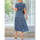 thumbnail image 4 of Vestidos Largos de Verano para Mujer 2025, Informales, con Escote en V, Corta Abullonada, Fruncidos, Holgados, Estilo Bohemio, para Playa, con Estampado Floral, Azul XL, 4 of 10
