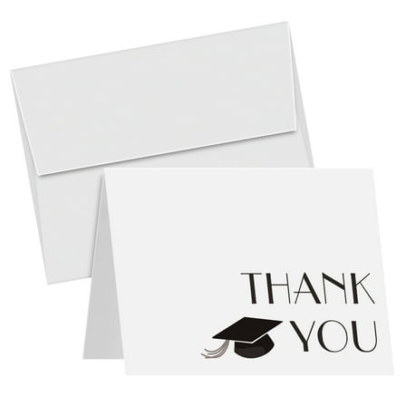 Graduation Cards 2025 – Thank You Card - Cute and Stylish Greeting, Appreciation, Celebratory Greeting Cards | 4.25 x 5.5” When Folded (A2 Size) | 80lb Cover (216gsm) | 10 per Pack