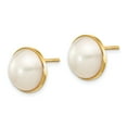 thumbnail image 2 of 14k 9-10mm White Freshwater Cultured Mabe Pearl Post Earrings in 14k Yellow Gold, 2 of 3