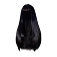 thumbnail image 2 of Cabello negro largo y liso con flequillo y pelucas largas y rectas Wmkox8yii hjk2912, 2 of 9