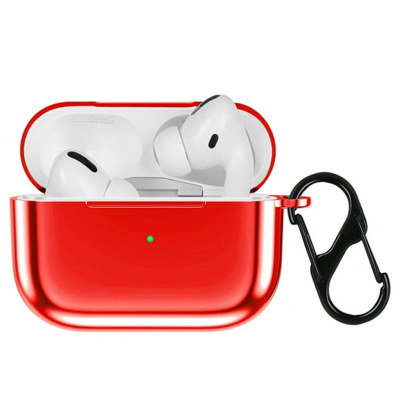 WUWOCJ Case Compatible with Airpods Pro,TPU Skin Case Cover Shock-Absorbing Protective Case with Keychain (Red)