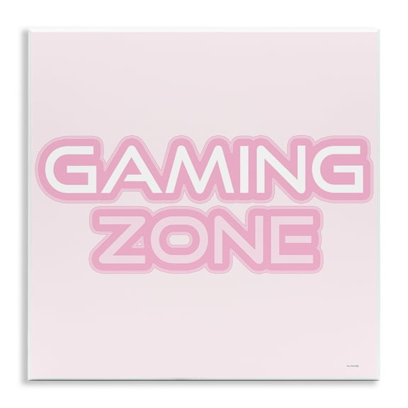Stupell Industries Pastel Pink Gaming Zone Quotes and Sayings Painting Unframed Art Print Wall Art, 12 x 12