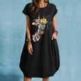 thumbnail image 2 of OAVQHLG3B Pocket Crewneck Giraffe Dress for Women Straight Short Sleeve Midi Dresses Beach Dress Summer Women Vestidos Vestir, 2 of 4