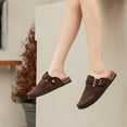 thumbnail image 6 of HSBDNZQ Women's Suede Clogs Mens Leather Mules Comfort Cork Footbed Antislip House Sandals Arch Support Potato Shoes with Adjustable Buckle, 6 of 8