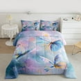thumbnail image 2 of Homewish Abstract Ombre Butterflies 3 Pieces Queen Comforter Set for Boys Girls,Teal Purple Gradient Ultra Soft Bedding Sets,Watercolor Splash Bedding Comforter Set,Super Cozy Room Decor,Reversible, 2 of 8