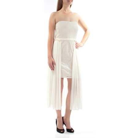 Sheath Strapless Court Train - RACHEL ROY Womens Ivory Sleeveless Strapless Mini Sheath Dress Size: 6