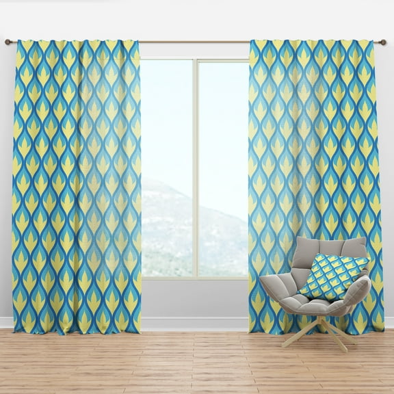 Designart 'Abstract Retro Pattern Design XVII' Mid-Century Modern Curtain Panel